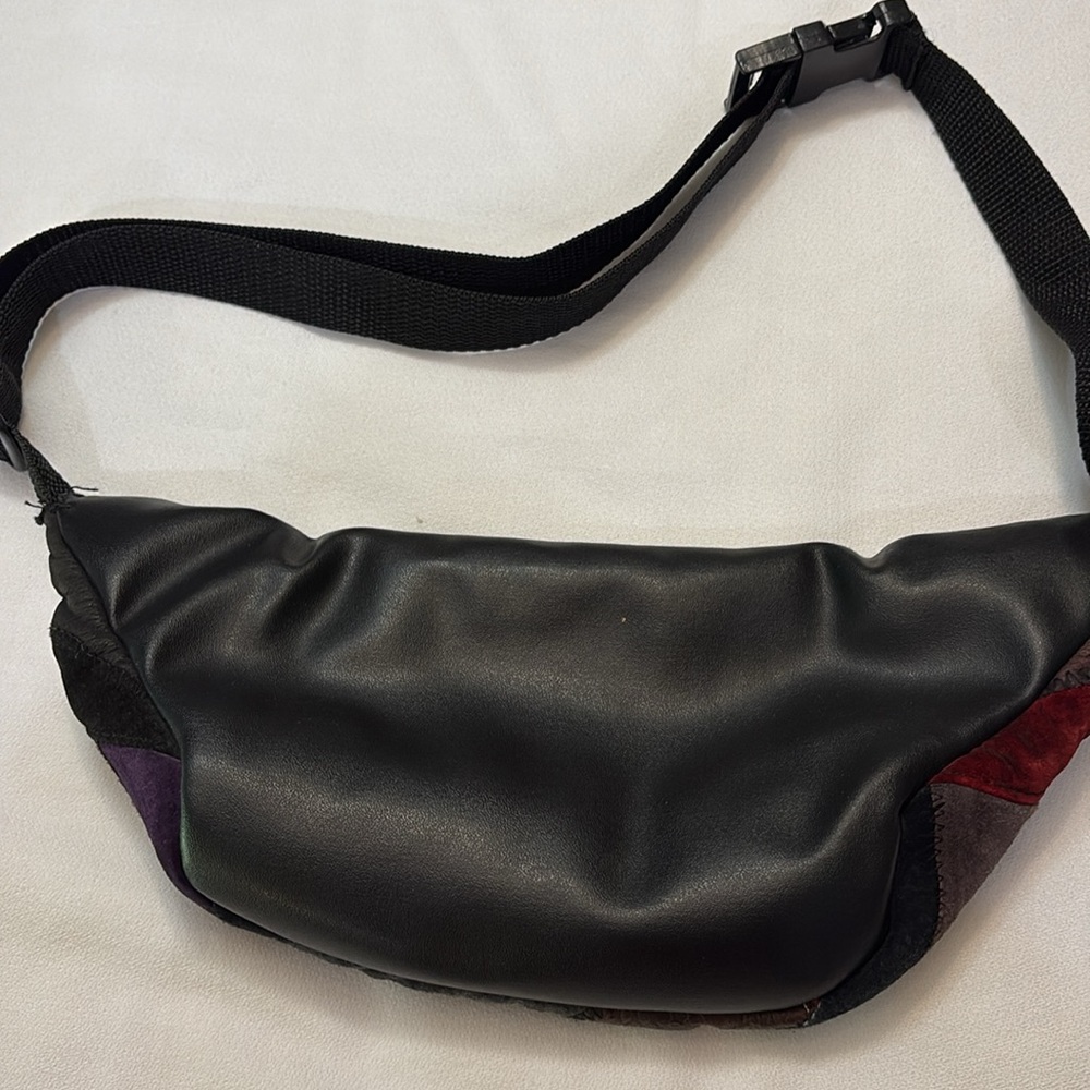 Vintage Leather Patchwork Double Compartment Adju… - image 7